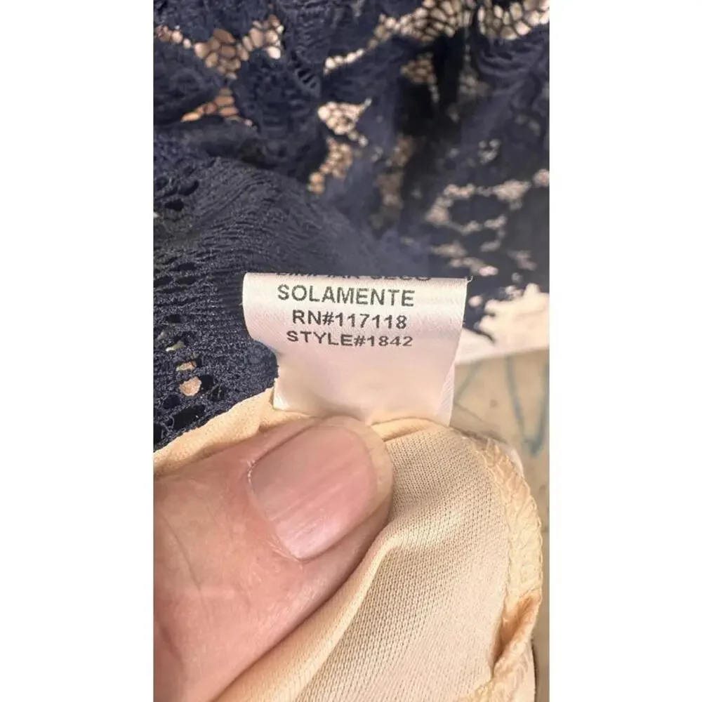 Soiéblu Women's Black Lace Mini Dress with V-Neck and Half Sleeves Size S - Picture 10 of 12